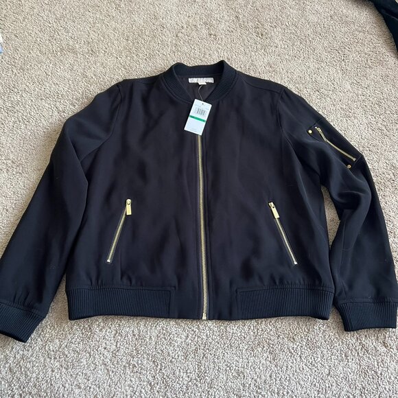 NWT Michael Kors Black Bomber Jacket - Picture 1 of 8